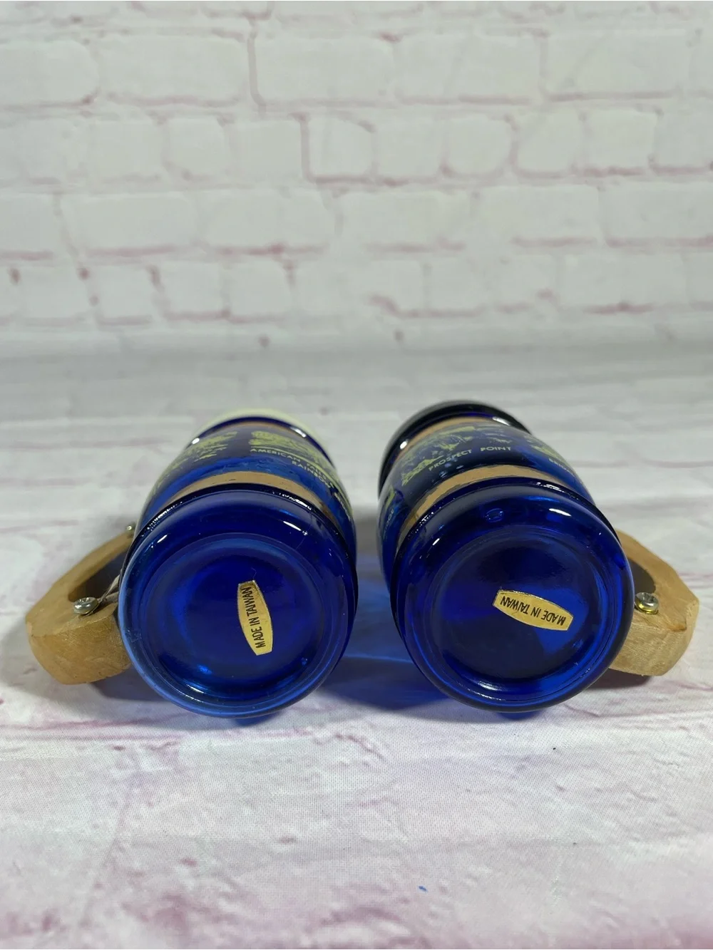 Vintage Niagara Falls Canada Cobalt Blue Glass Salt and Pepper Shaker Pair